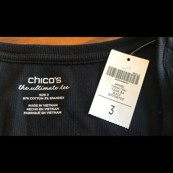 Chico’s black sleeveless tank Size 3 XL 16 New with Tags! - Picture 3 of 7